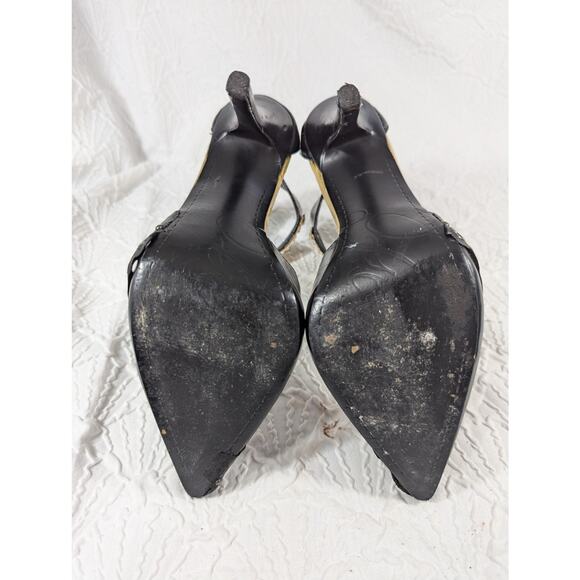 FERGIE! BLACK VEGAN LEATHER, BACK ZIPPER, STUDDED STRAP, STILETTO HEELS! SZ 9M - Picture 8 of 9